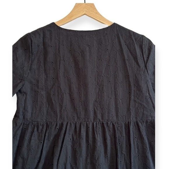 NWT Madewell Eyelet Button-Front Tiered Mini‎ Dress XSP, Black - Picture 8 of 13